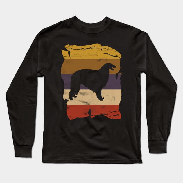 Borzoi Distressed Vintage Retro Silhouette Long Sleeve T-Shirt by DoggyStyles